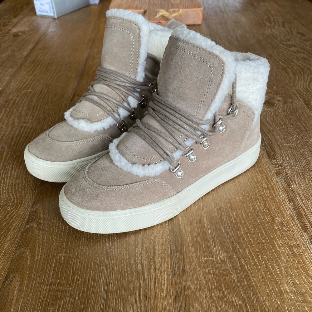 Marc Fisher Sana Shearling Suede Sneakers